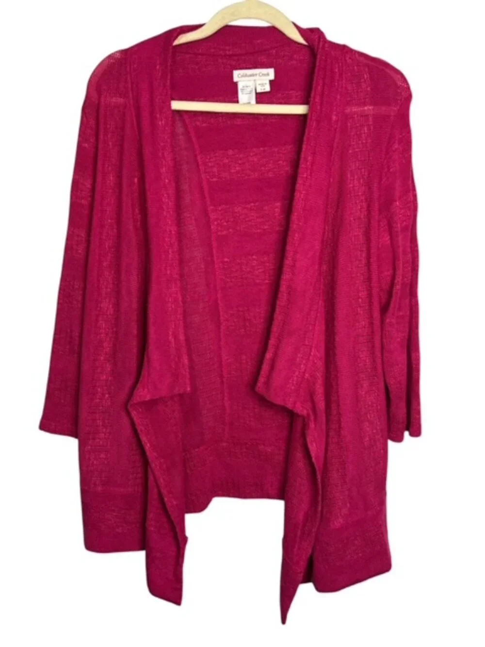 Coldwater Creek Sweater Women's Large Cardigan Knit Open Front Magenta - Picture 1 of 3